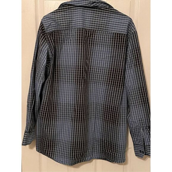 Crazy Horse Mens White & Black Grid Print Long-Sleeve Button-Down Shirt Large - Picture 14 of 16